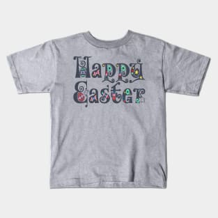 Elegant Vintage Decorative Happy Easter Typography Kids T-Shirt